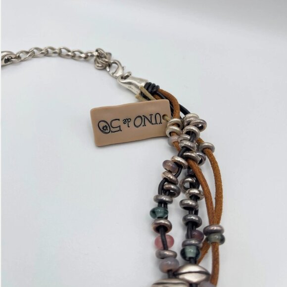 $310 Uno de 50 Multi Strand leather Silver plated Beaded Necklace Choker BOHO - Picture 9 of 14